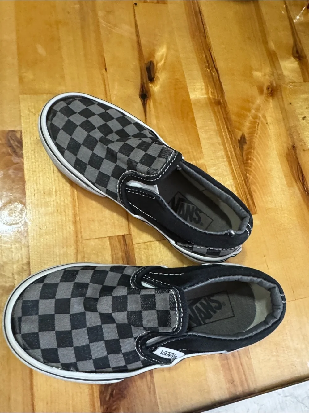 Vans Kids Slip-On Checkerboard Sneakers - Black & Gray